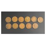 Collection of 11 Indian Head Pennies