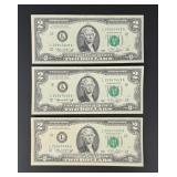 $2 US Bank Note Sequential Bills