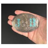 Navajo Sterling Silver Turquoise Inlay Belt Buckle