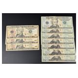 Collection of $10 $20 US Star Note Bank Notes