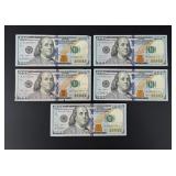 $500 Face Value $100 US Star Note Bills