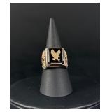 Sterling Silver Black Hills Gold Eagle Ring