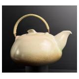 Heath Ceramics Pottery Teapot with Rattan Handle