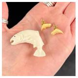 Alaskan Inuit Eskimo Ivory Fish Jewelry
