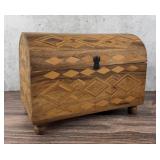 Geometric Wood Inlaid Box Treasure Chest