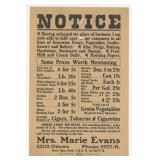 Butte Montana Mrs Marie Evans Store Broadside
