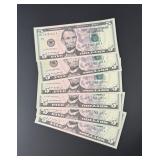 $30 Face Value Sequential $5 Bank Notes