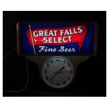 Great Falls Select Montana Beer Lighted Clock
