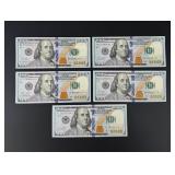 $500 Face Value $100 US Star Note Bills