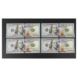$400 Face Value $100 US Bank Note Sequential Bills