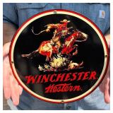 1993 Ande Rooney Winchester Western Porcelain Sign