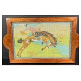 Victorian Cowboy Bucking Bronco Beadwork Panel