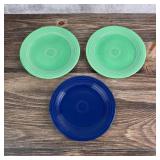 Retired Fiestaware Green and Cobalt Dinner Plates