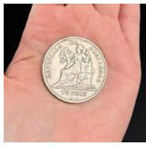 1896 Guatemala Seated Justice Un Peso Silver Coin