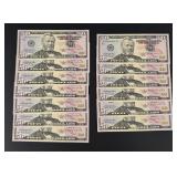$650 Face Value Sequential $50 US Bank Notes