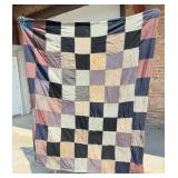 Antique Checkerboard Farmhouse Feedsack Quilt