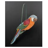 Folk Art Hanging Wood Parrot