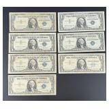 Collection of 7 $1 Silver Certificates
