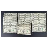Collection of US $2 Bank Note Bills