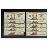 Collection of $20 US Star Note Bank Notes