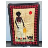 Folk Art Fisherman Black Americana Quilt