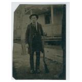 Man with SXS Double Barrel Shotgun Tintype Photo