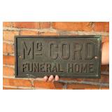 McCord Funeral Home Washington Bronze Sign