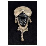 Taxco Sterling Silver Onyx Blackamoor Brooch