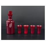 Cranberry Glass Decanter Set