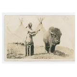 Chief Iron Tail and the Bison RPPC Postcard