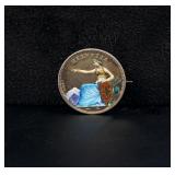 French Enamel Silver Coin Brooch