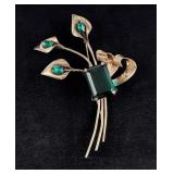 Sterling Silver Rhinestone Flower Brooch