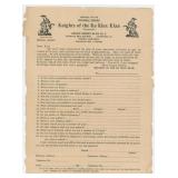 Ku Klux Klan KKK Fresno California Interview Form