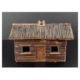 Tramp Art Adirondack Hickory Log Cabin Model