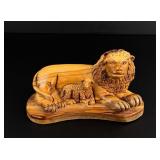 The Lion and the Lamb Olive Wood Carving