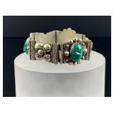 Taxco Mexico Onyx Aztec Panel Bracelet