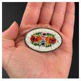 Italian Micro Mosaic Floral Brooch