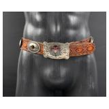 Frontier Buckles Nickle Silver Tooled Cowboy Belt