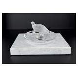 Lalique France Crystal Partridge Quail Ring Dish