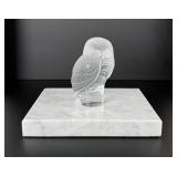 Lalique France Crystal Chouette Owl Paperweight