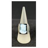 14K White Gold Mens Sardonyx Cameo Ring