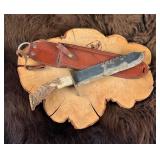 WW2 Theater Made Saw Blade Elk Horn Bowie Knife
