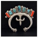 Navajo Sterling Silver Turquoise Naja Pendant