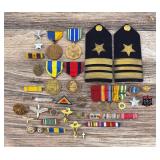 Collection of US Navy Military Pins and Medals