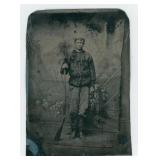 Man with Frontier Flint Lock Rifle Tintype Photo