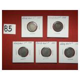 Liberty Head V Nickels - 1907, 1908, 1910, 1911