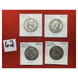 Franklin Half Dollars - 1952, 1953, 1954, 1957