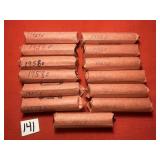 13) Rolls 1950's Wheat Pennies