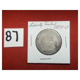 1858o Liberty Seated Half Dollar