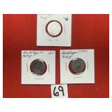 1866 & 2)1867 Liberty Shield Type 5 Cent Shield